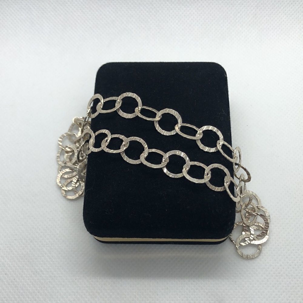 💛 Set 925 Silver Circle Necklace & Bracelet